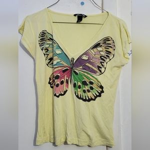 H&M shirt with butterfly design Yellow Size Small